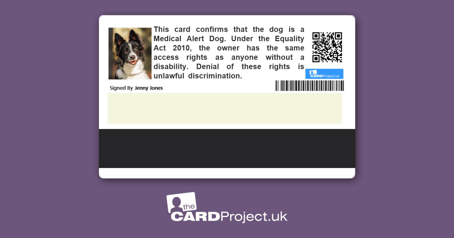 Medical Alert Dog ID Card (REAR)